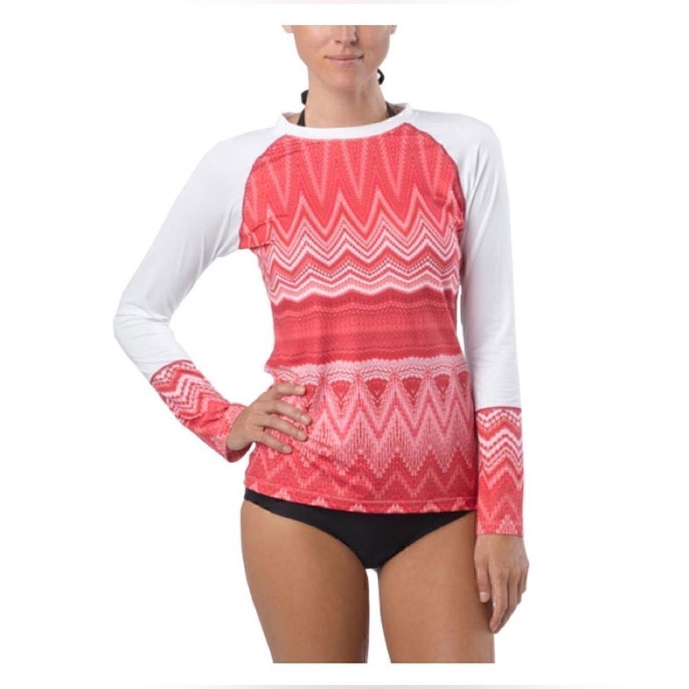 10. Prana Rory Rashguard with pink chevron graphic. Size XL - Picture 2 of 8